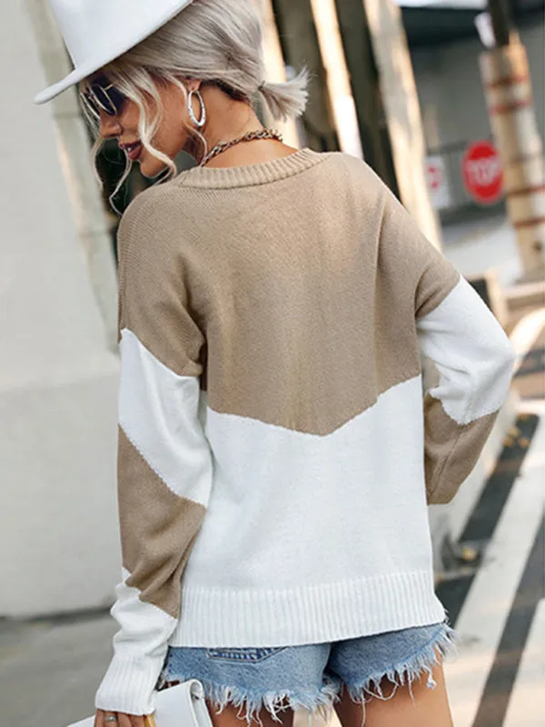 Blue Zone Planet |  Jade's Autumn Color Block Ribbed Sweater