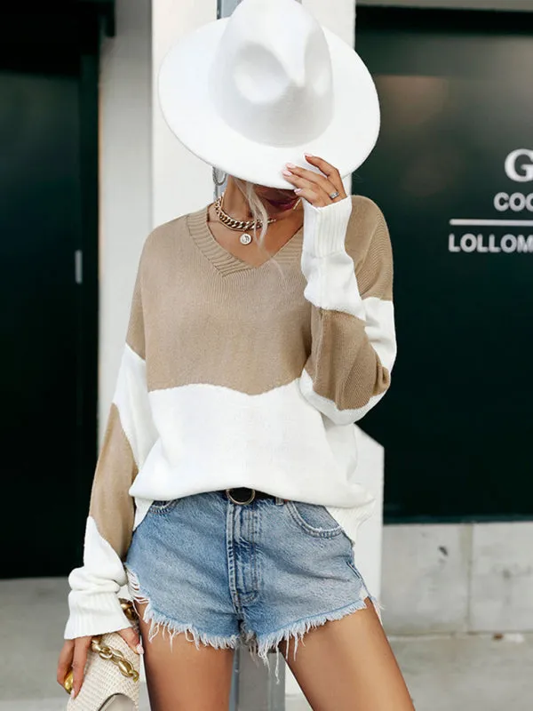Blue Zone Planet |  Jade's Autumn Color Block Ribbed Sweater