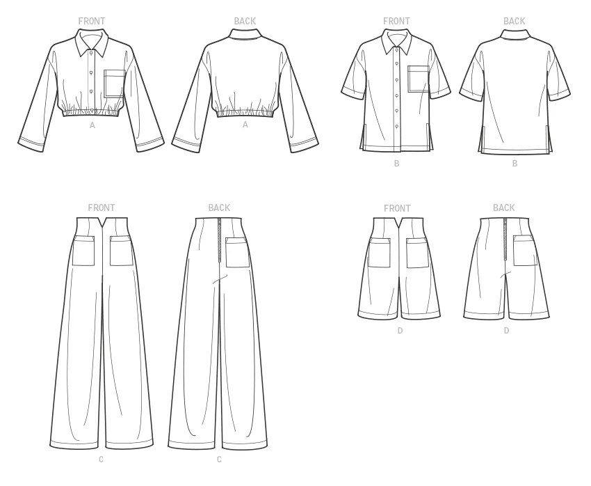 Butterick 6880 Shirts, Pants and Shorts sewing pattern