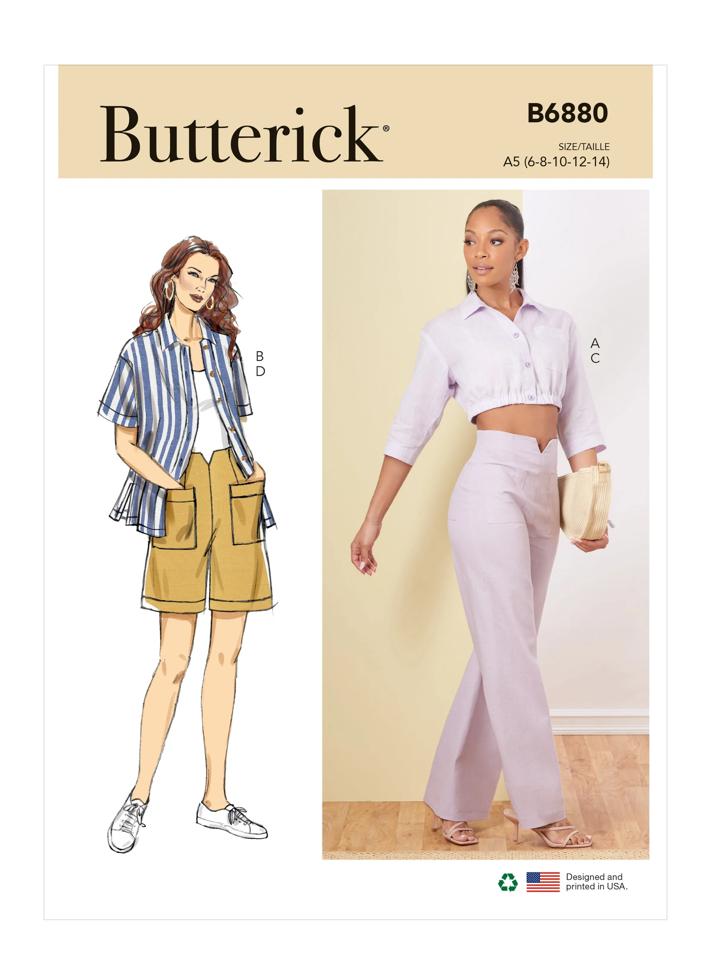 Butterick 6880 Shirts, Pants and Shorts sewing pattern