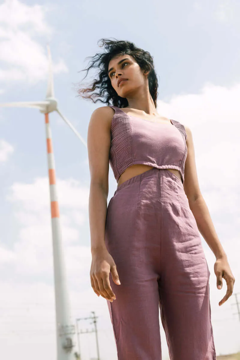Cut out pleated jumpsuit