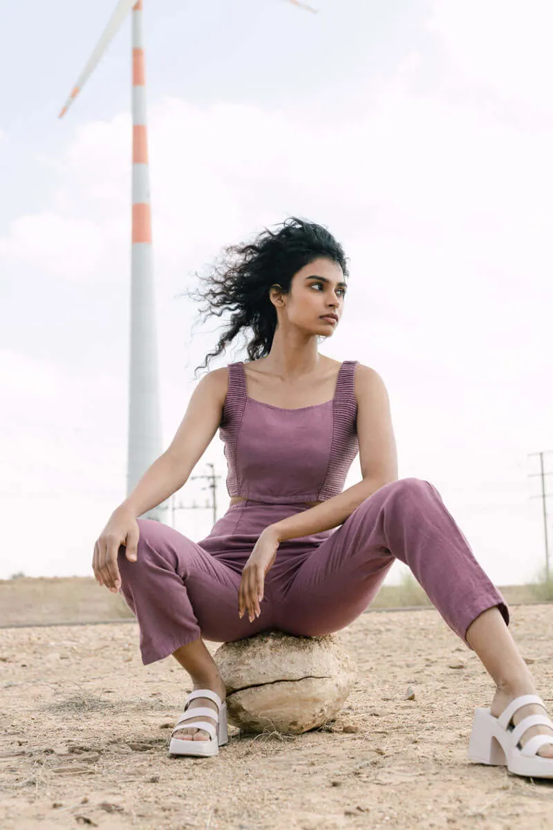Cut out pleated jumpsuit
