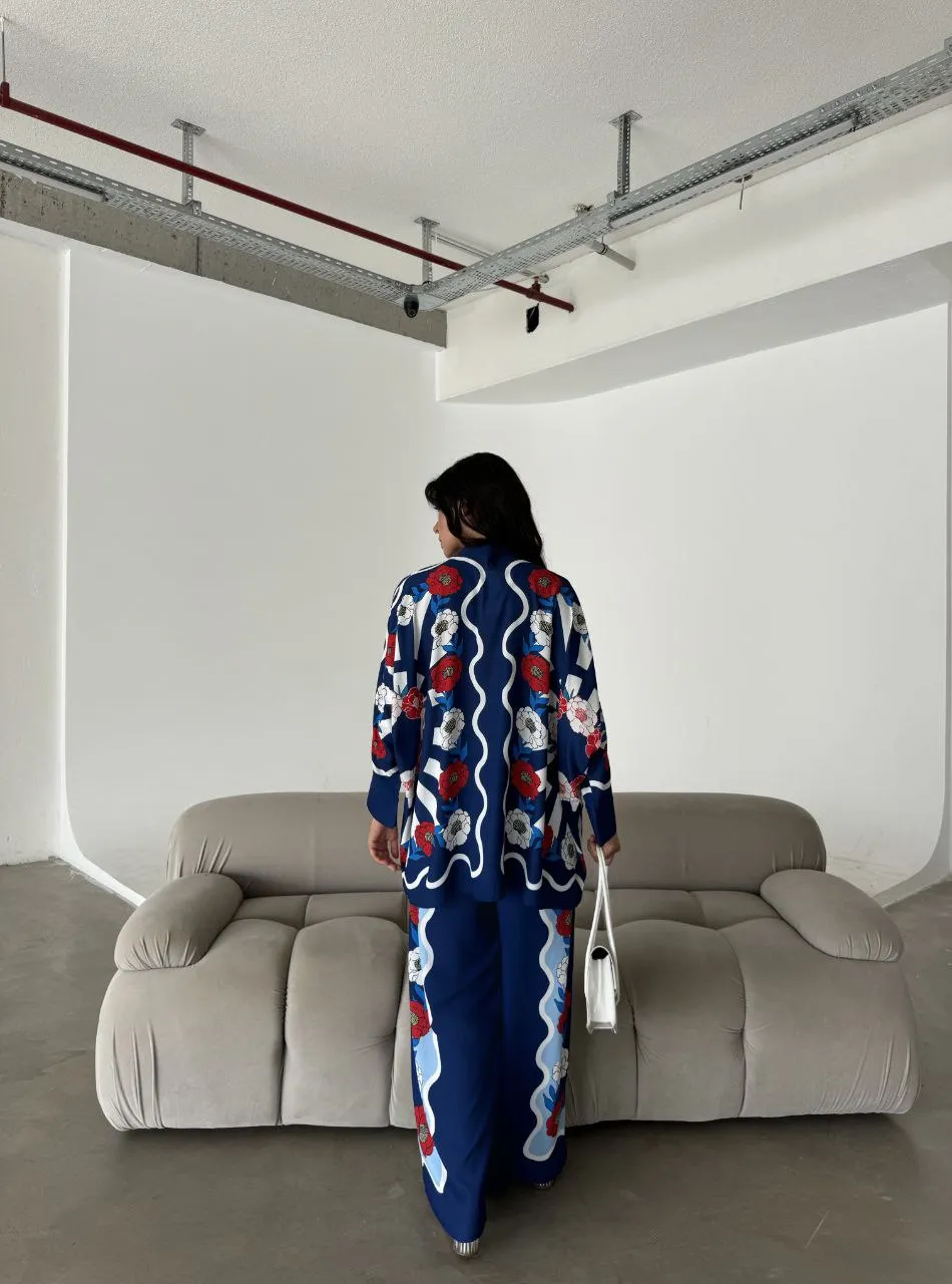 Deepika Women's Two-Piece Floral Print Pant and Shirt Set