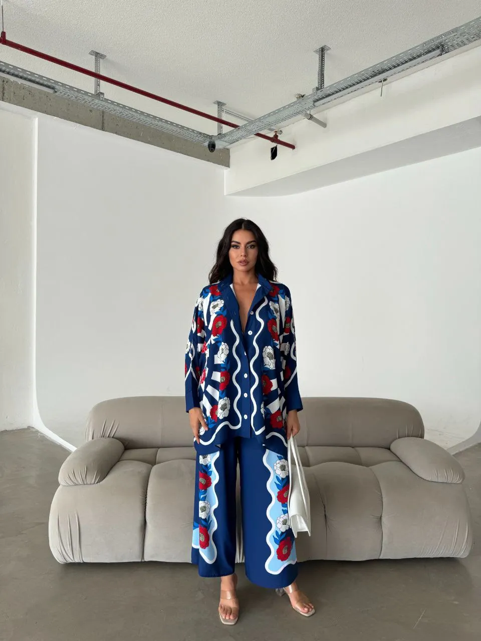Deepika Women's Two-Piece Floral Print Pant and Shirt Set