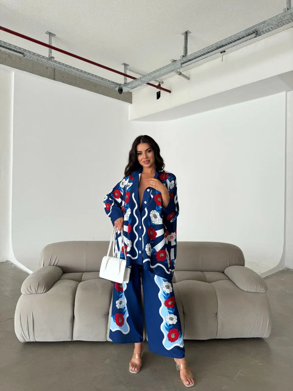 Deepika Women's Two-Piece Floral Print Pant and Shirt Set