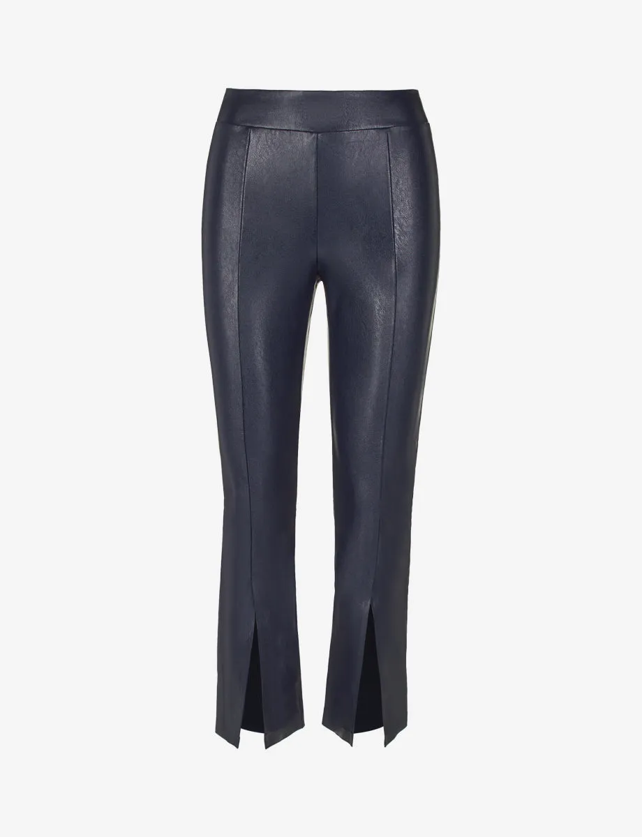 Faux Leather 7/8 Split Front Pant