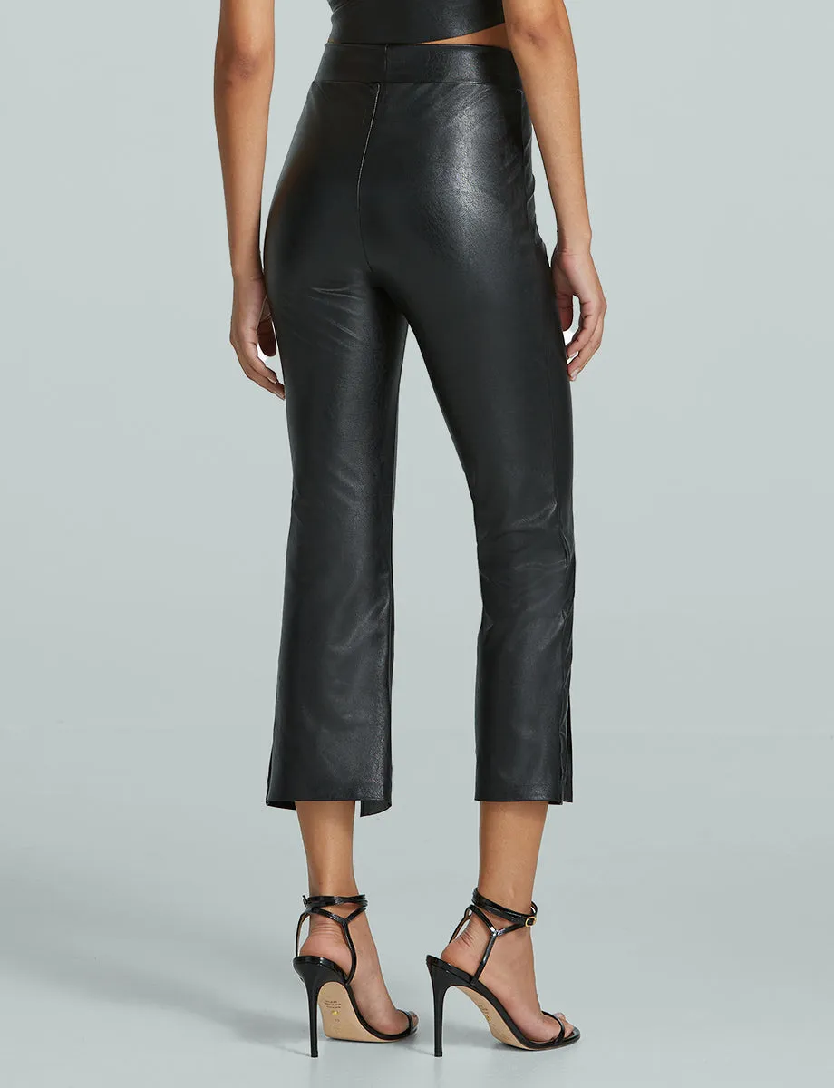 Faux Leather 7/8 Split Front Pant