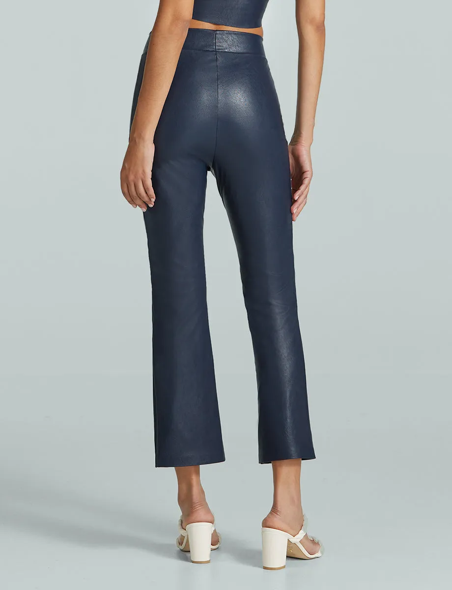 Faux Leather 7/8 Split Front Pant