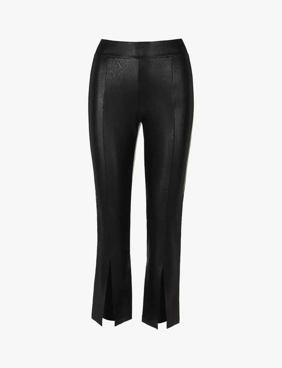 Faux Leather 7/8 Split Front Pant