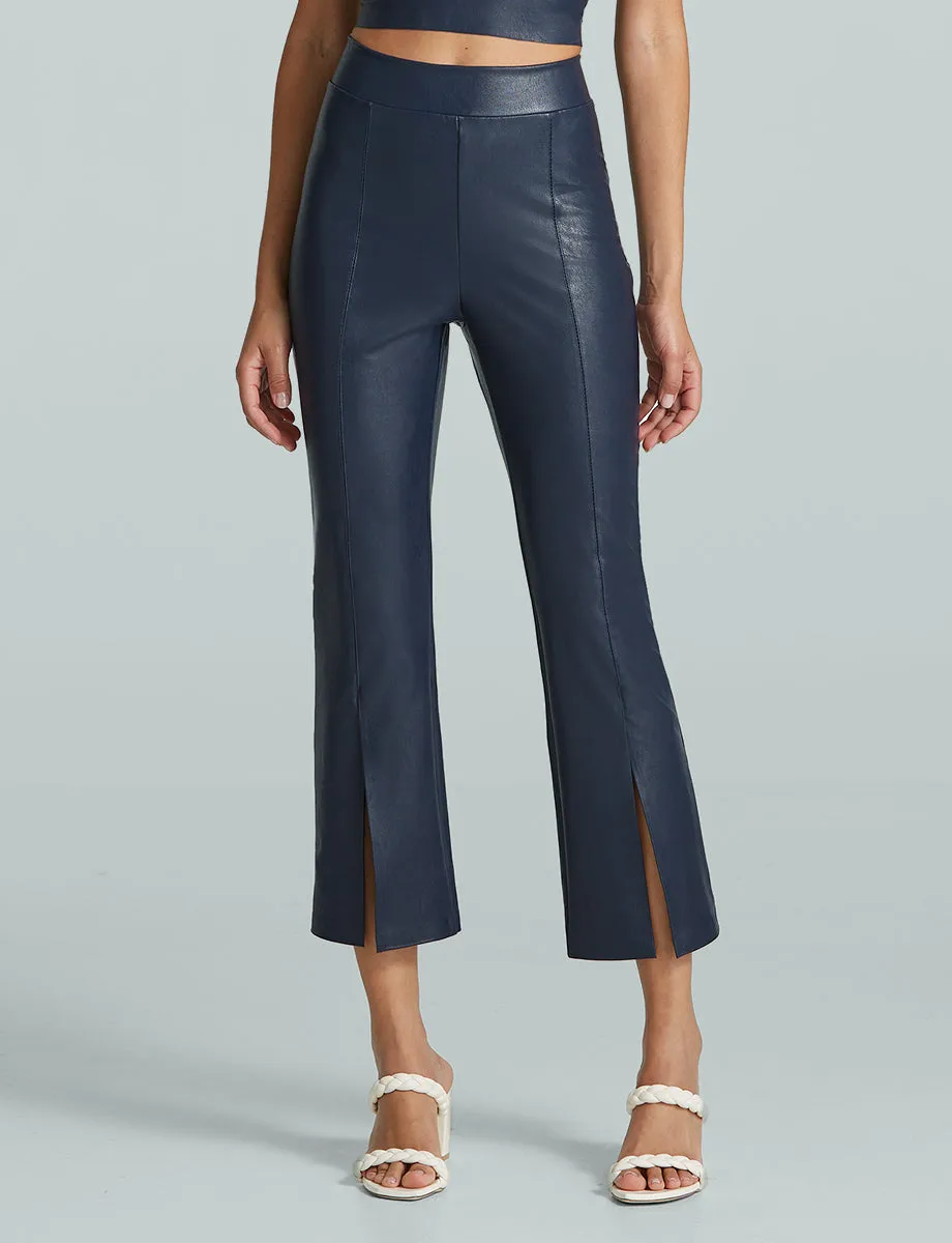 Faux Leather 7/8 Split Front Pant