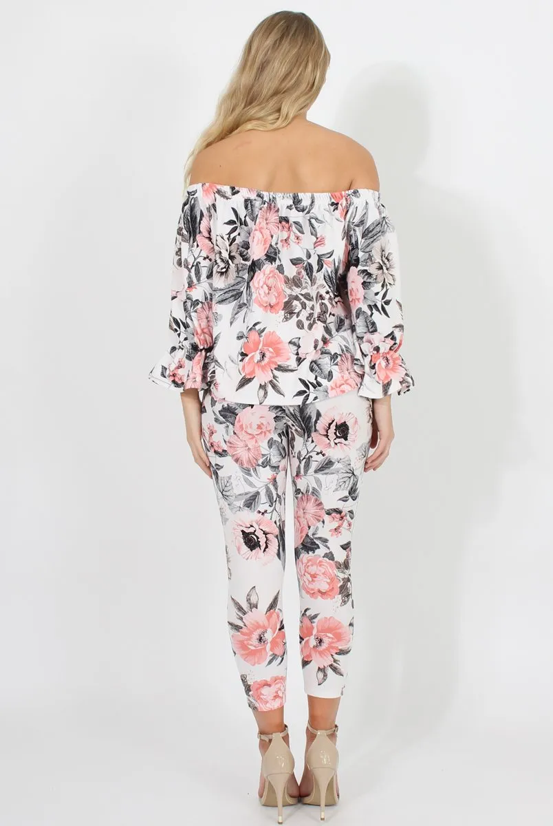 Floral Print Off Shoulder Two Piece Set - Sherrie