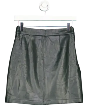 French Connection Black Crolenda Vegan Leather Mini Skirt UK XXS