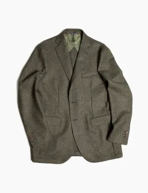 Green Plain Weave Shetland Wool Blazer