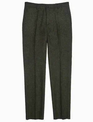 Green Plain Weave Shetland Wool Comfort Trousers
