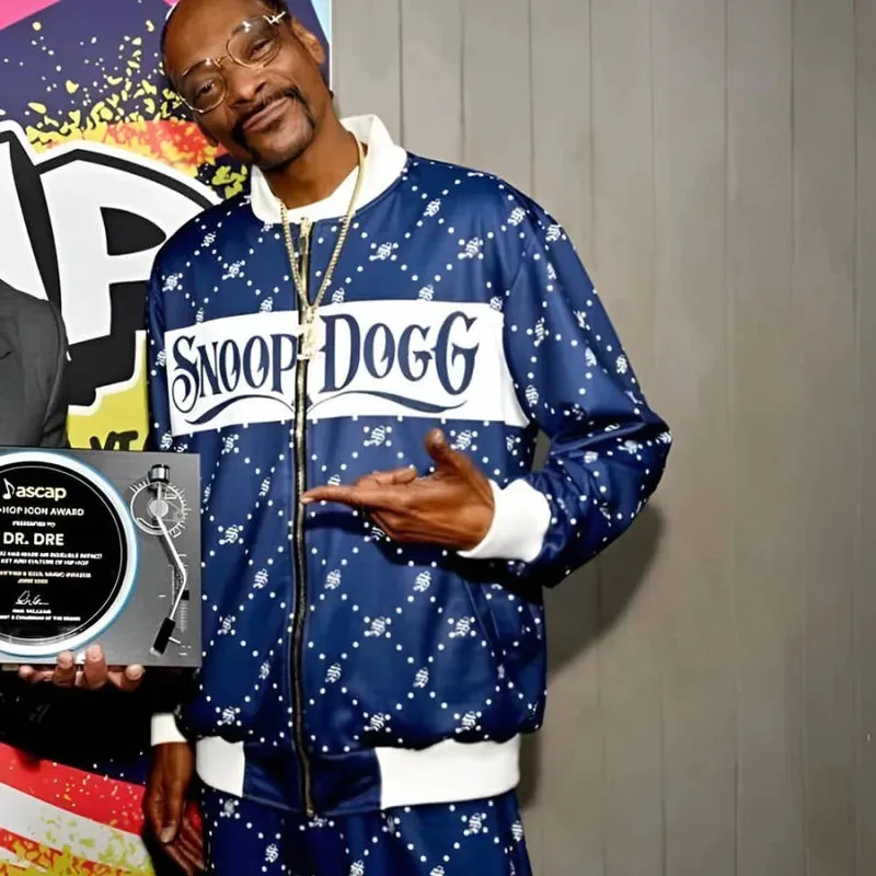 Hip Hop ASCAP Snoop Dogg Crip Blue & White Tracksuit
