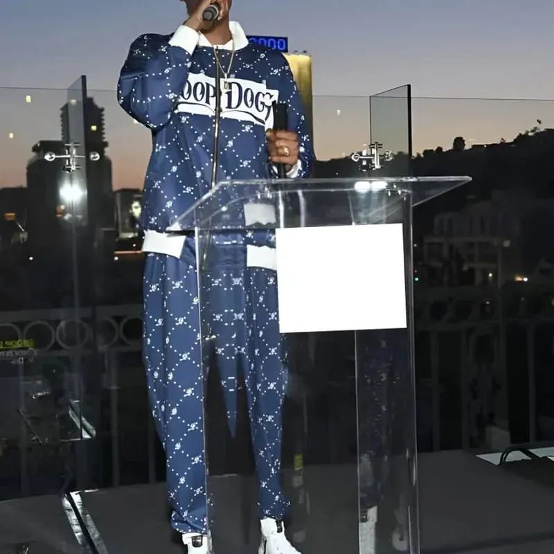 Hip Hop ASCAP Snoop Dogg Crip Blue & White Tracksuit