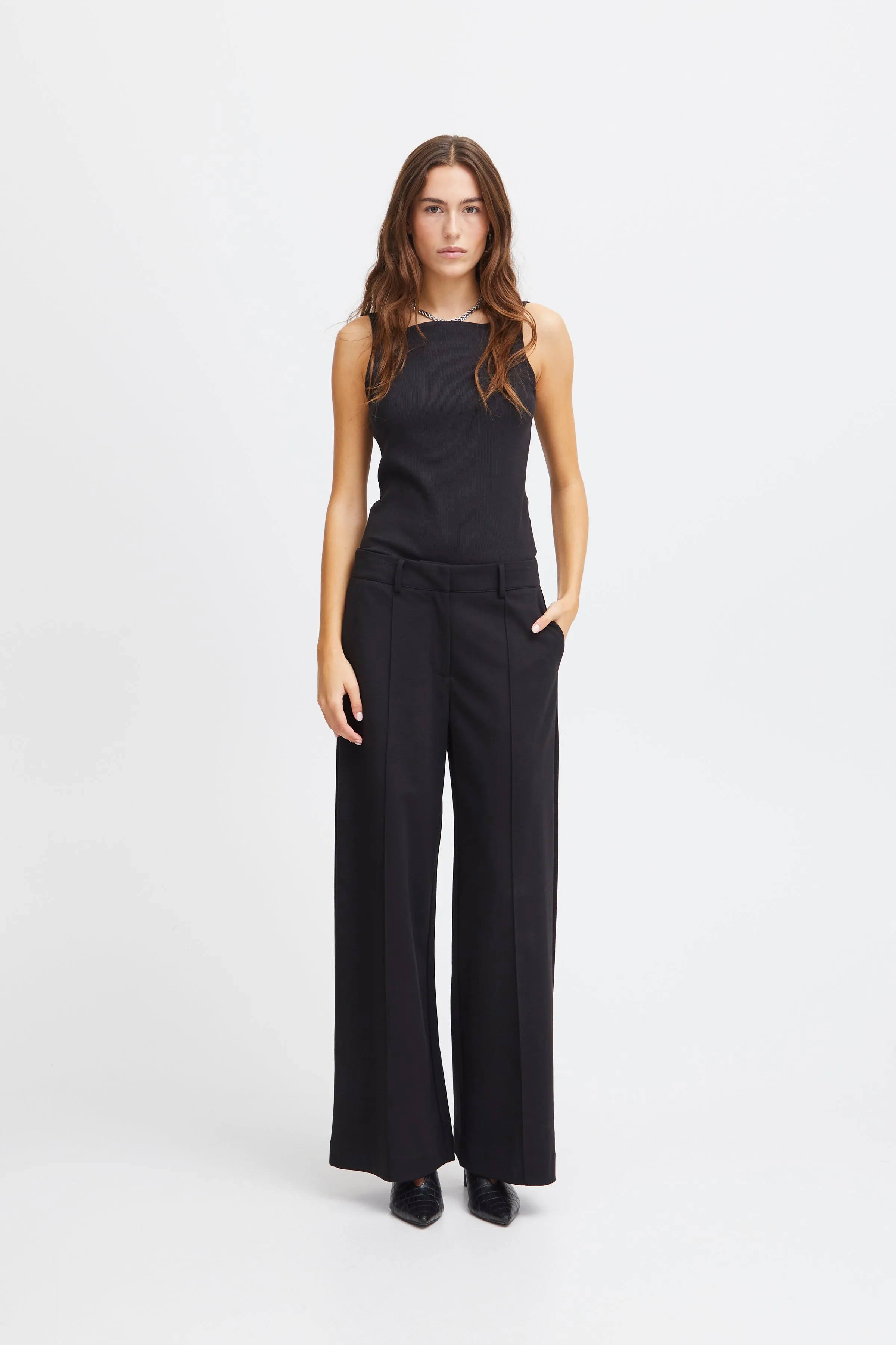 Kate Wide Leg Full Length Trouser - Black