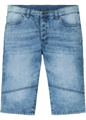 Long stretch jeans shorts, standard fit Rainbow, blue