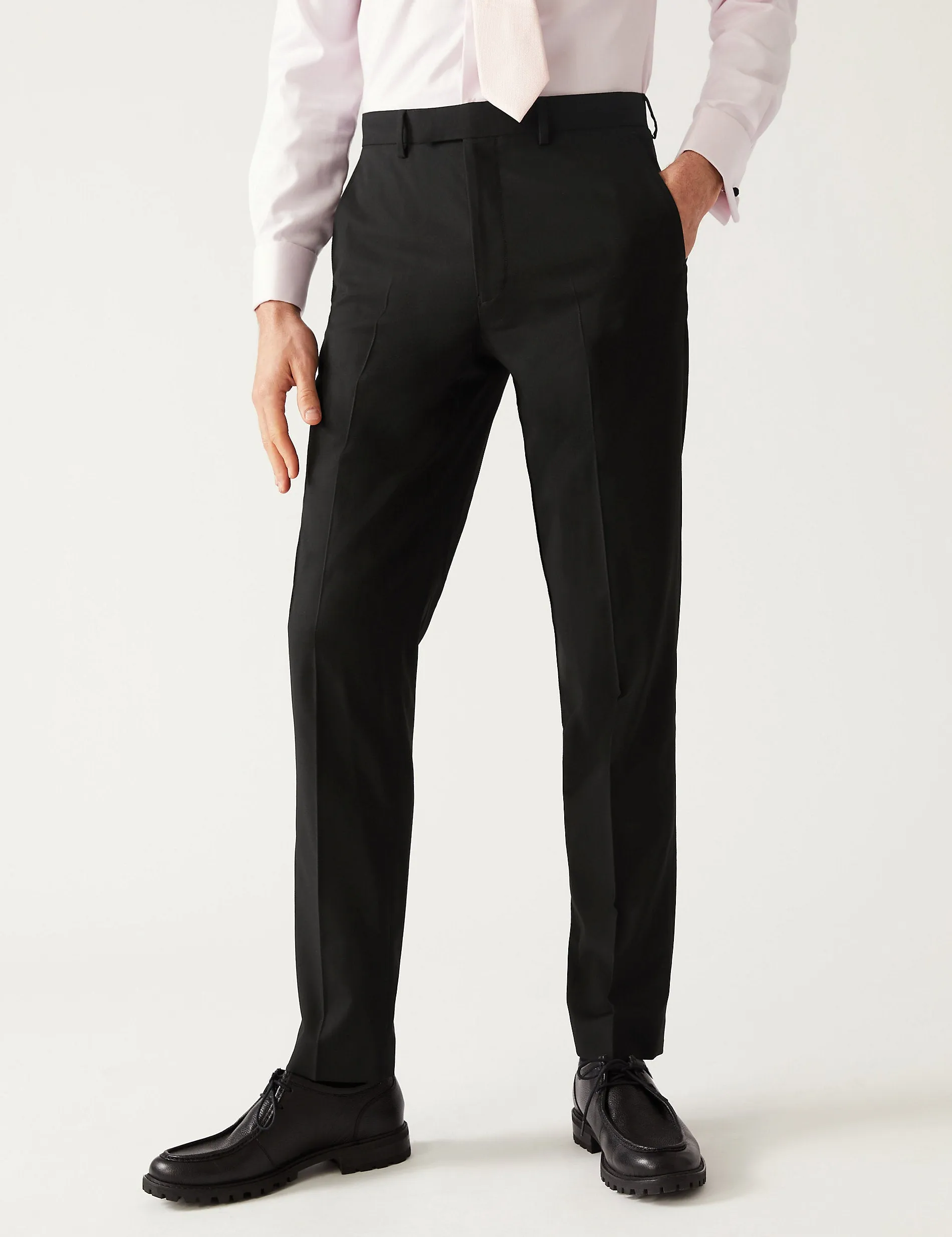 Marks & Spencer Regular Fit Stretch Suit Trousers, Black
