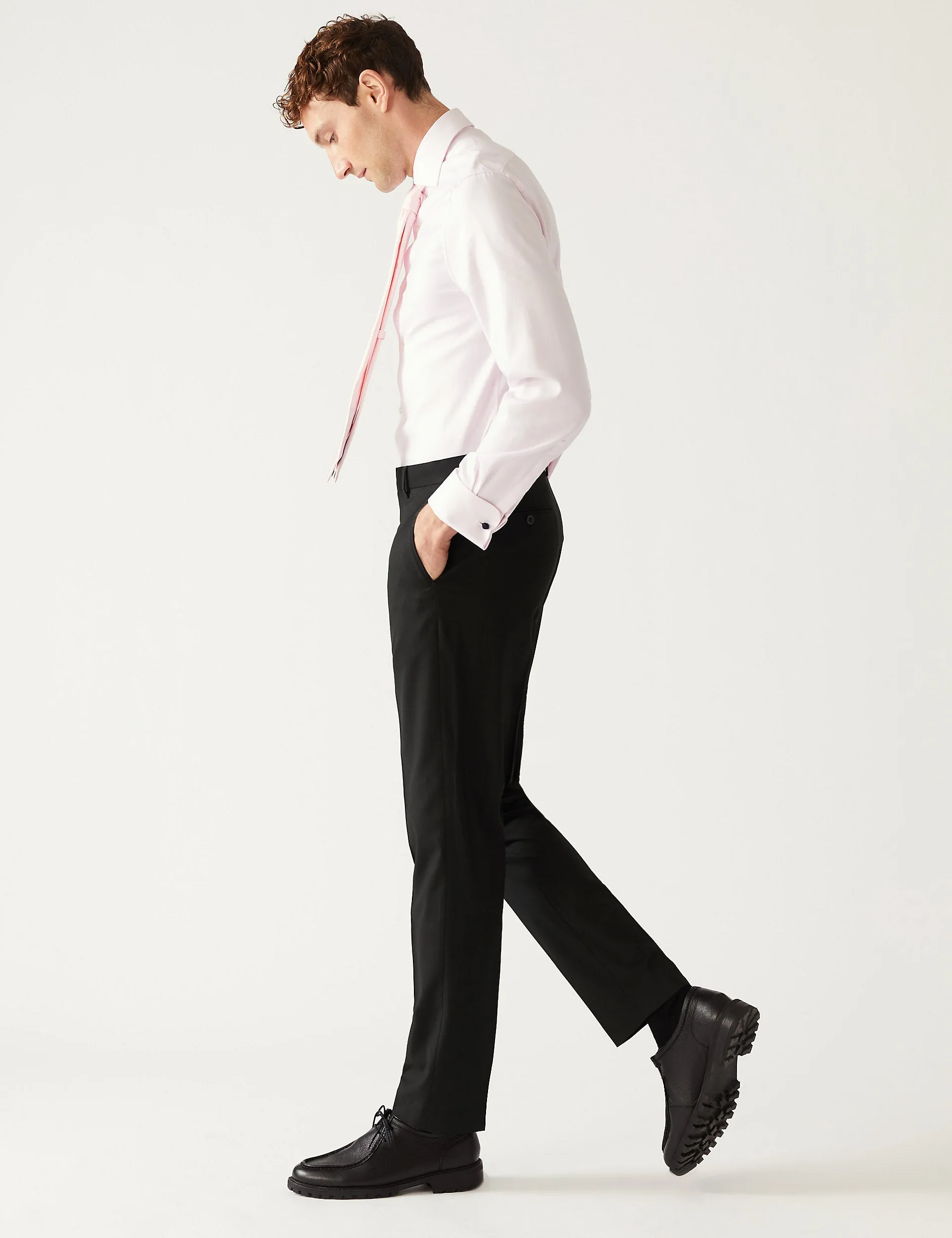 Marks & Spencer Regular Fit Stretch Suit Trousers, Black
