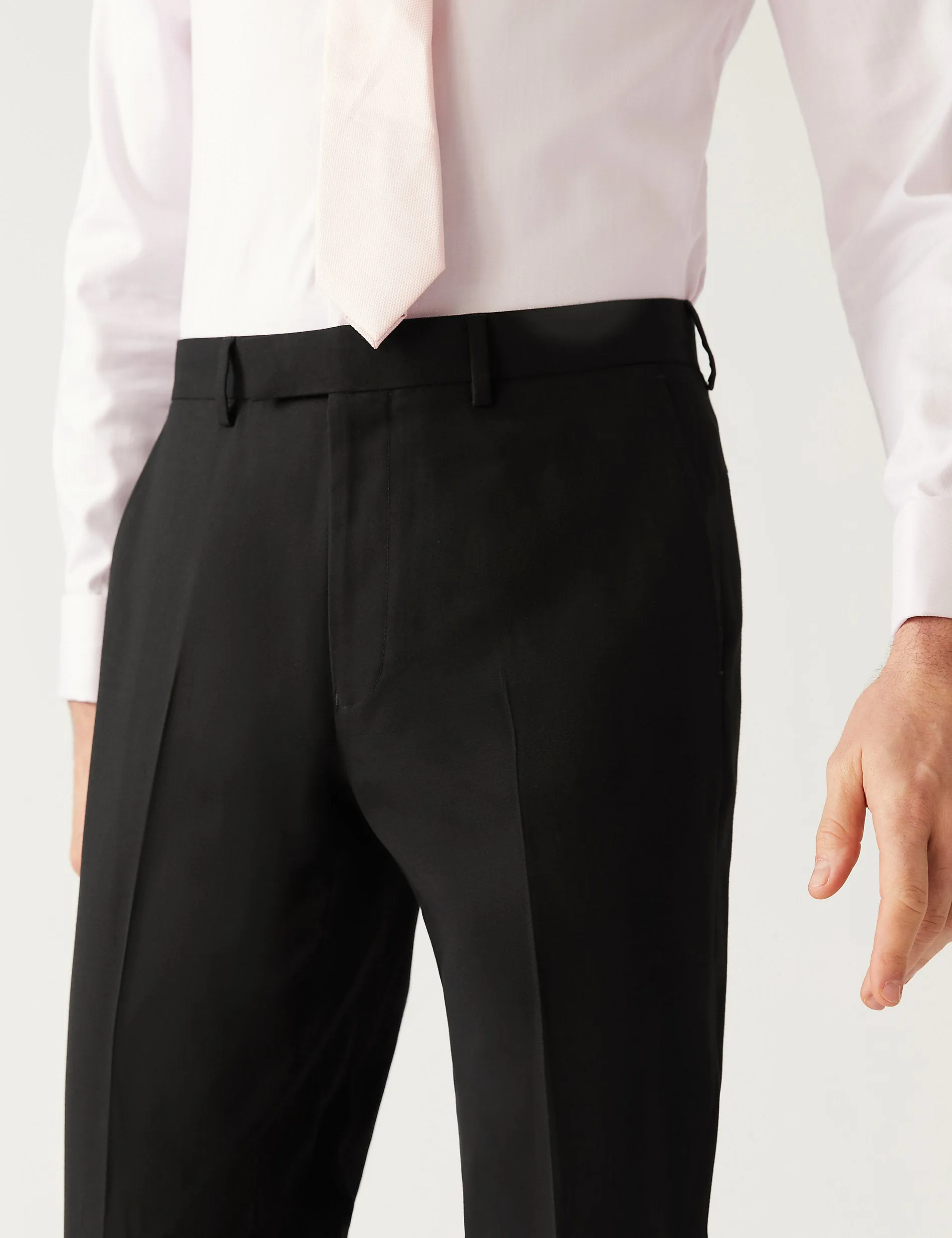 Marks & Spencer Regular Fit Stretch Suit Trousers, Black