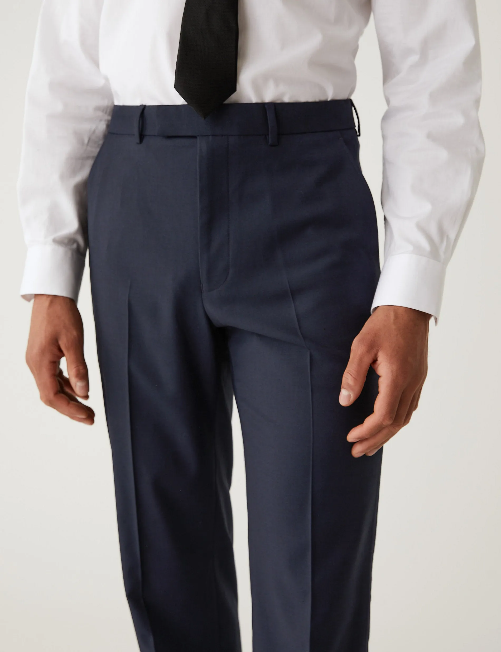 Marks & Spencer Regular Fit Stretch Suit Trousers, Navy