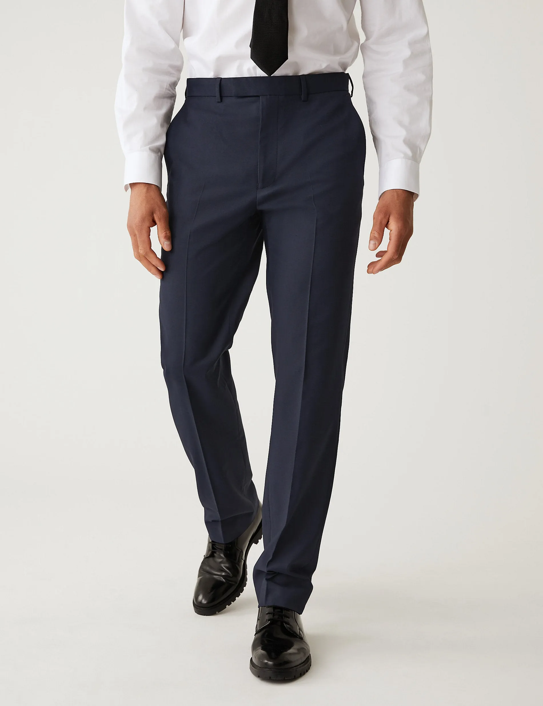 Marks & Spencer Regular Fit Stretch Suit Trousers, Navy