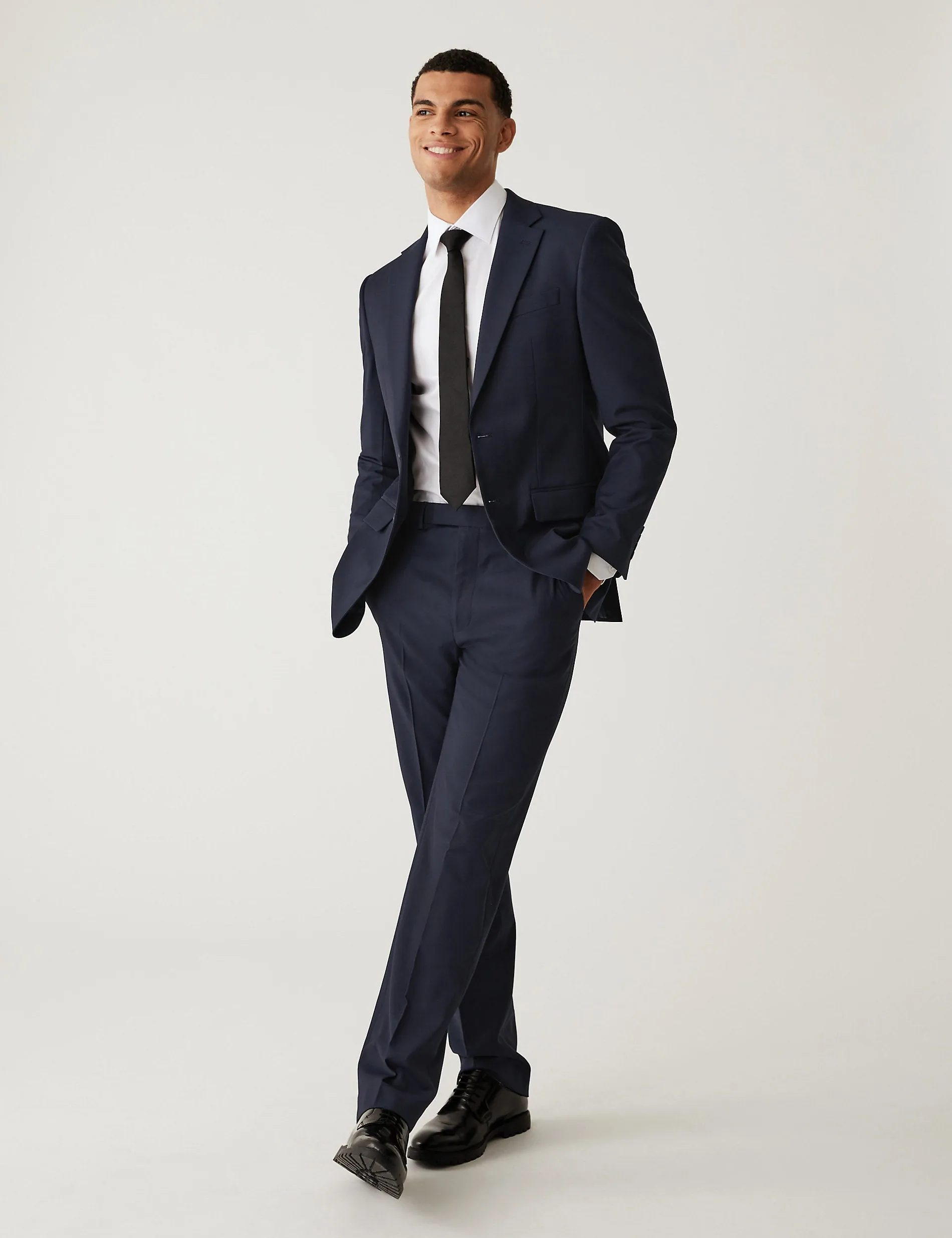 Marks & Spencer Regular Fit Stretch Suit Trousers, Navy