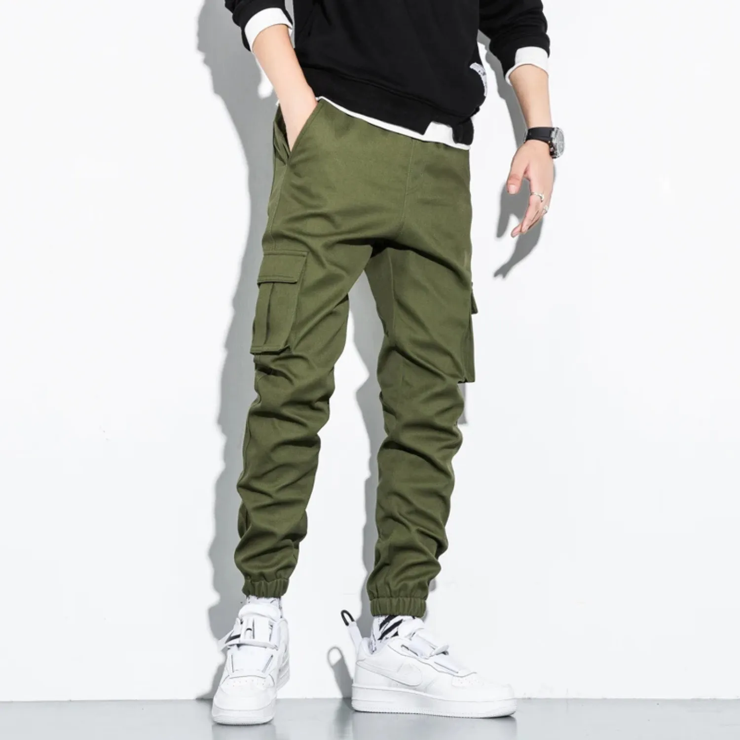 Men's Oversized Cargo Pants with Drawstring and Multiple Pockets | Perfect for All Seasons Outdoor Activities