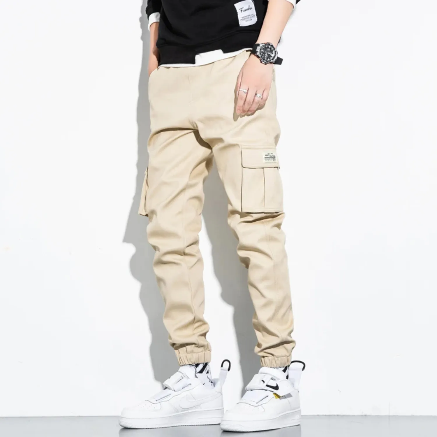 Men's Oversized Cargo Pants with Drawstring and Multiple Pockets | Perfect for All Seasons Outdoor Activities