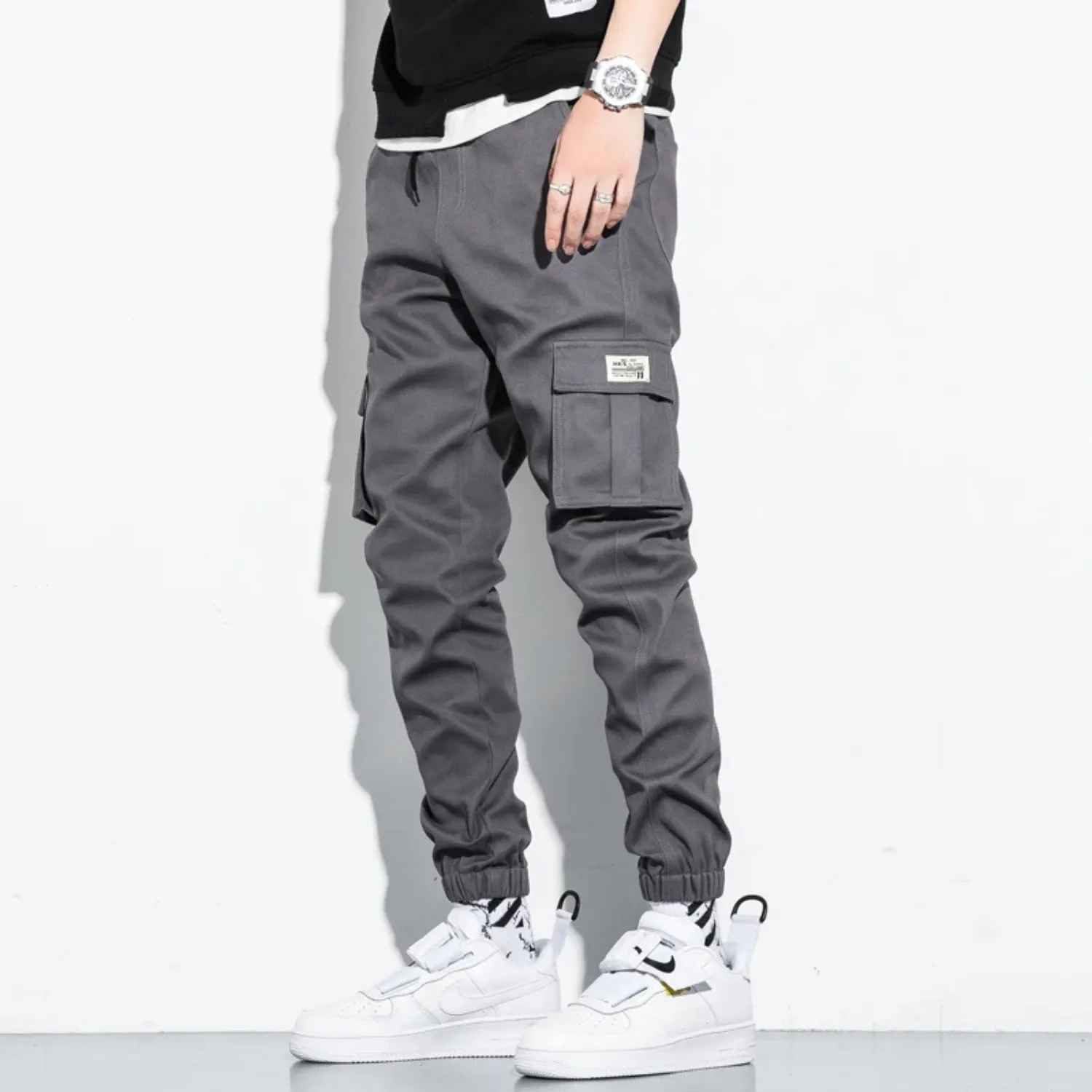 Men's Oversized Cargo Pants with Drawstring and Multiple Pockets | Perfect for All Seasons Outdoor Activities