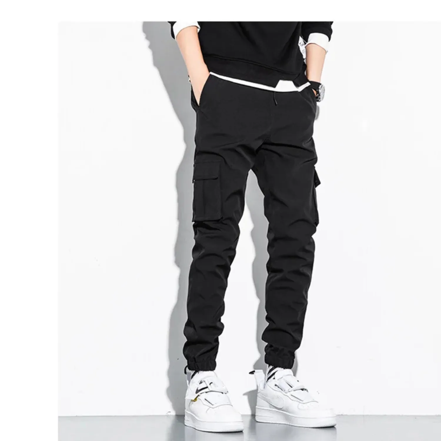 Men's Oversized Cargo Pants with Drawstring and Multiple Pockets | Perfect for All Seasons Outdoor Activities