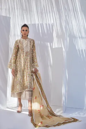 Printed Khaadi Silk Kurta And Culottes With Dupatta