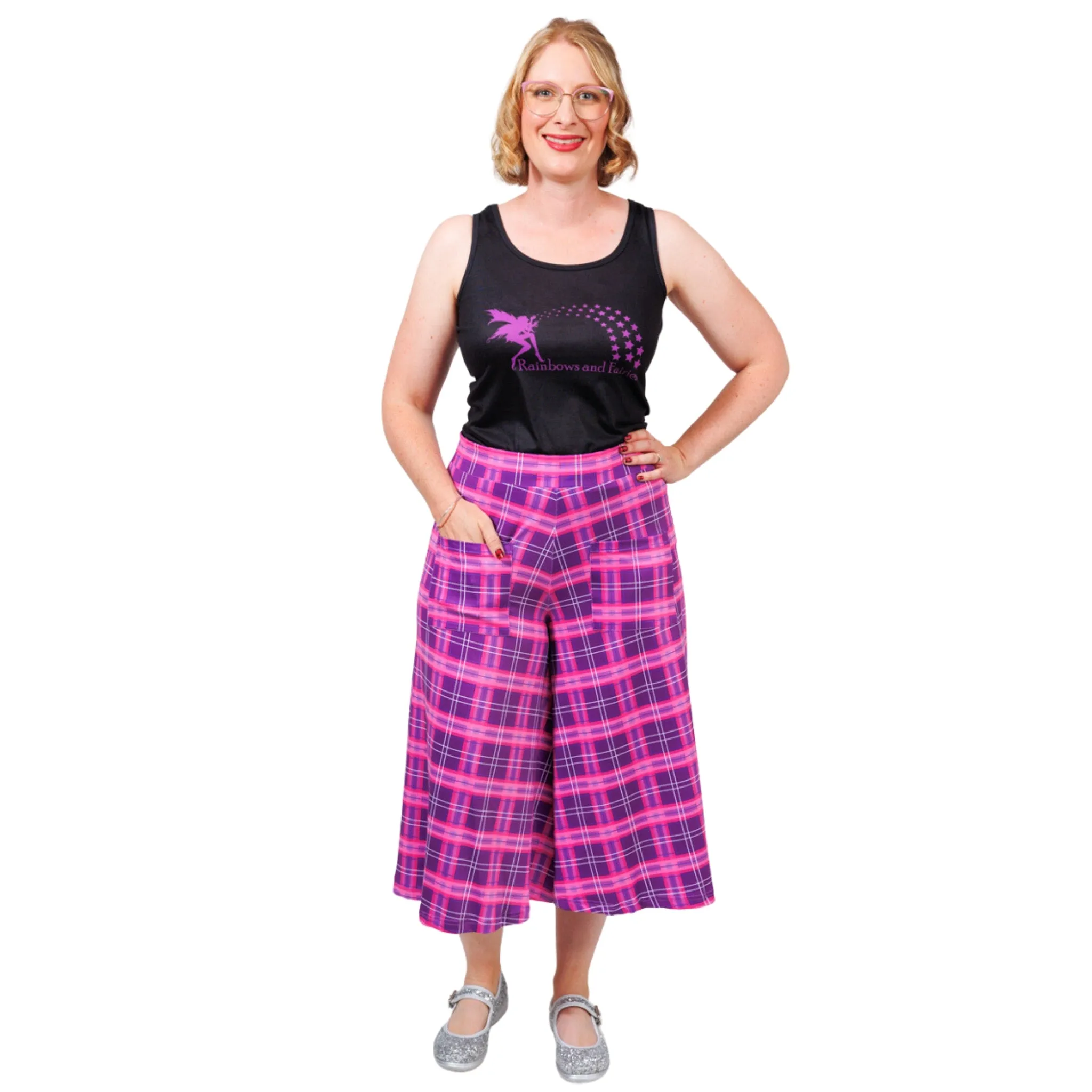 Purple Plaid Culottes