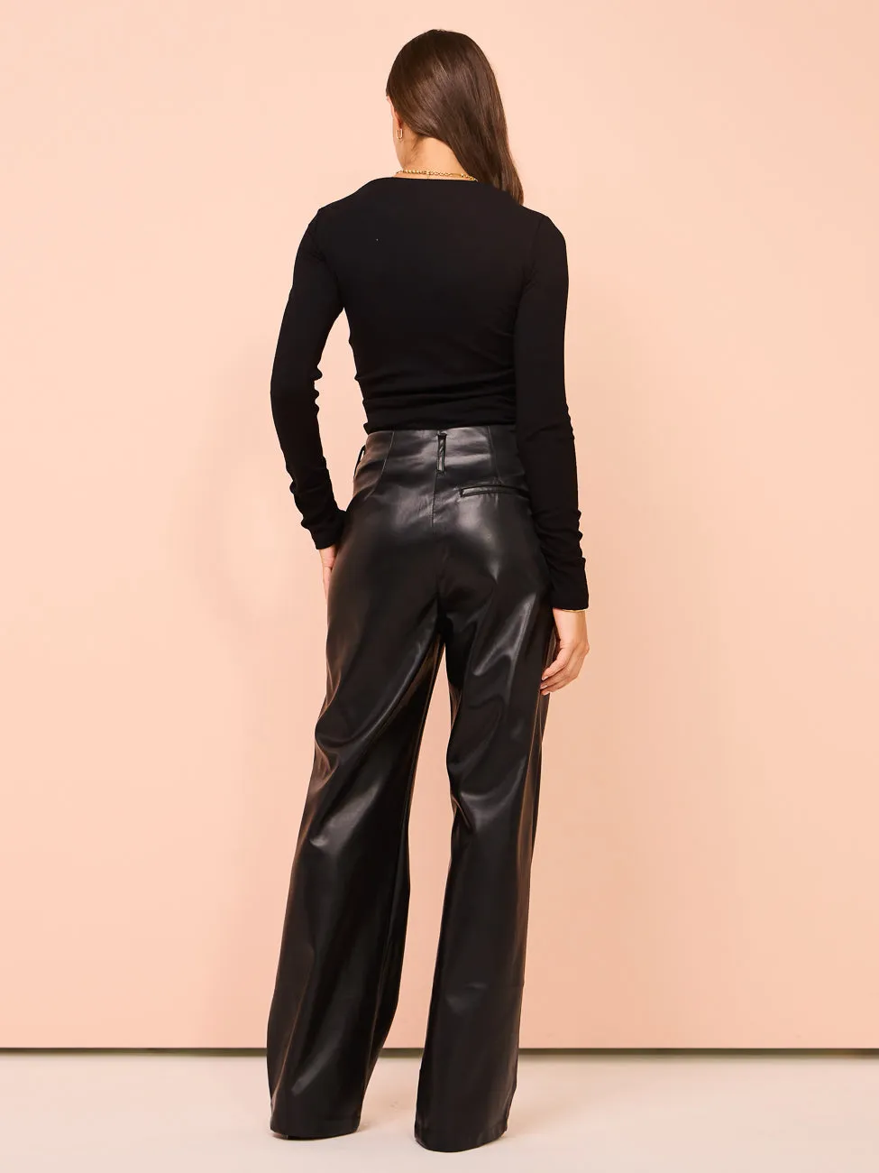 Romy Vegan Leather Pant in Black