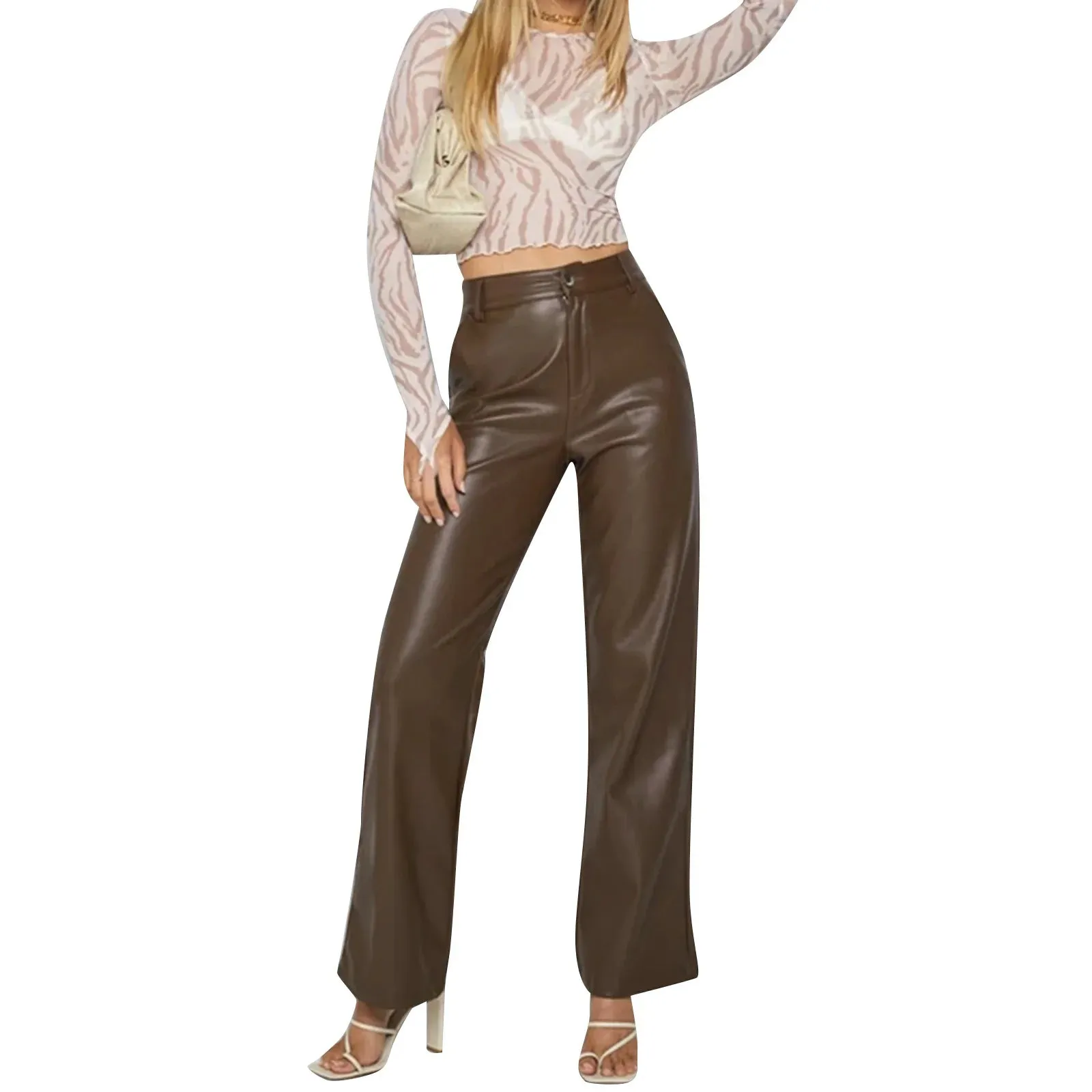 Sleek Vibe  Vegan Leather High Rise Pants