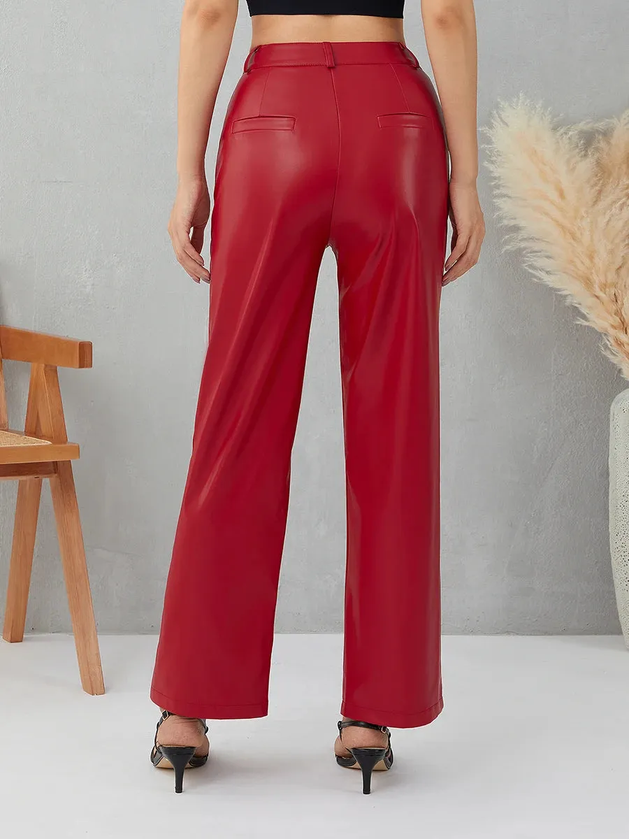 Sleek Vibe  Vegan Leather High Rise Pants
