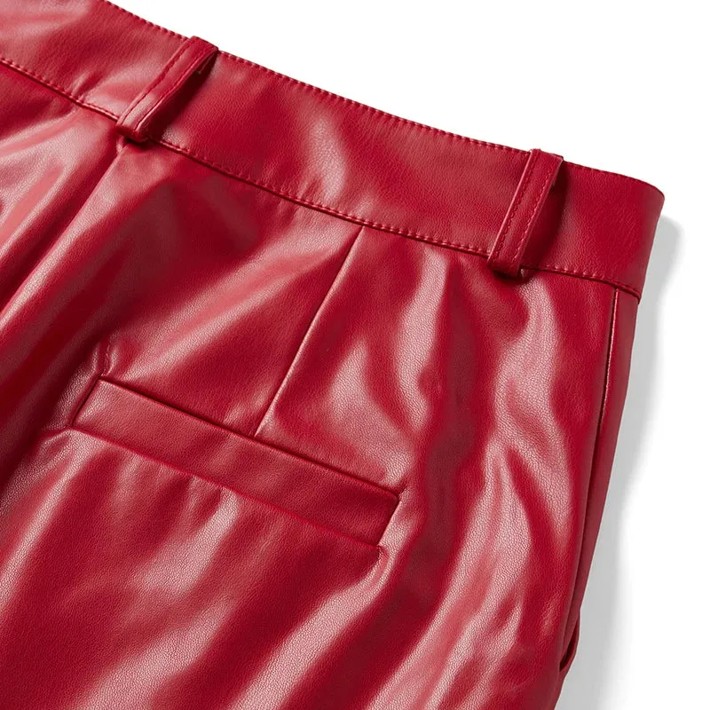Sleek Vibe  Vegan Leather High Rise Pants