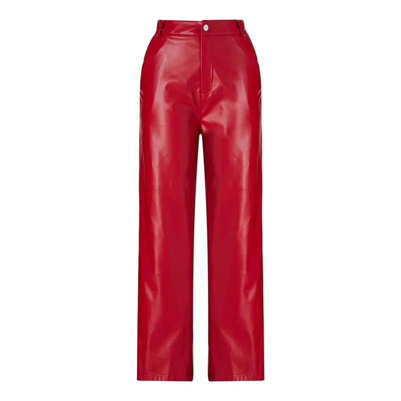 Sleek Vibe  Vegan Leather High Rise Pants