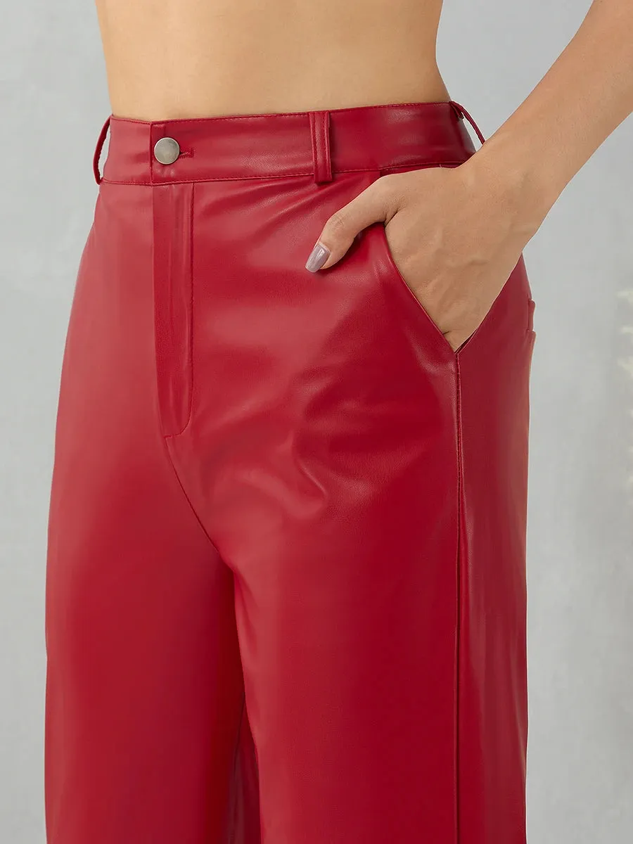 Sleek Vibe  Vegan Leather High Rise Pants