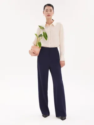 Triacetate Wide-Leg Full Length Pants