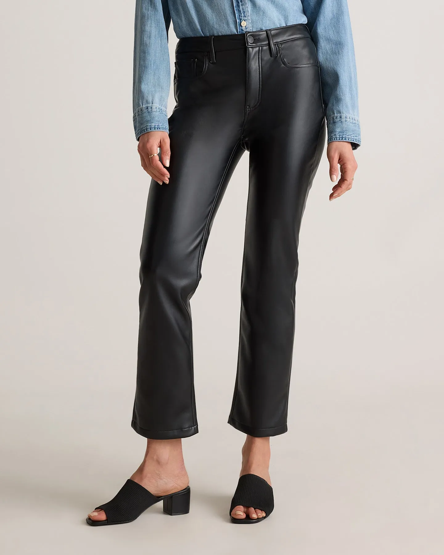Vegan Leather Straight Leg Pants