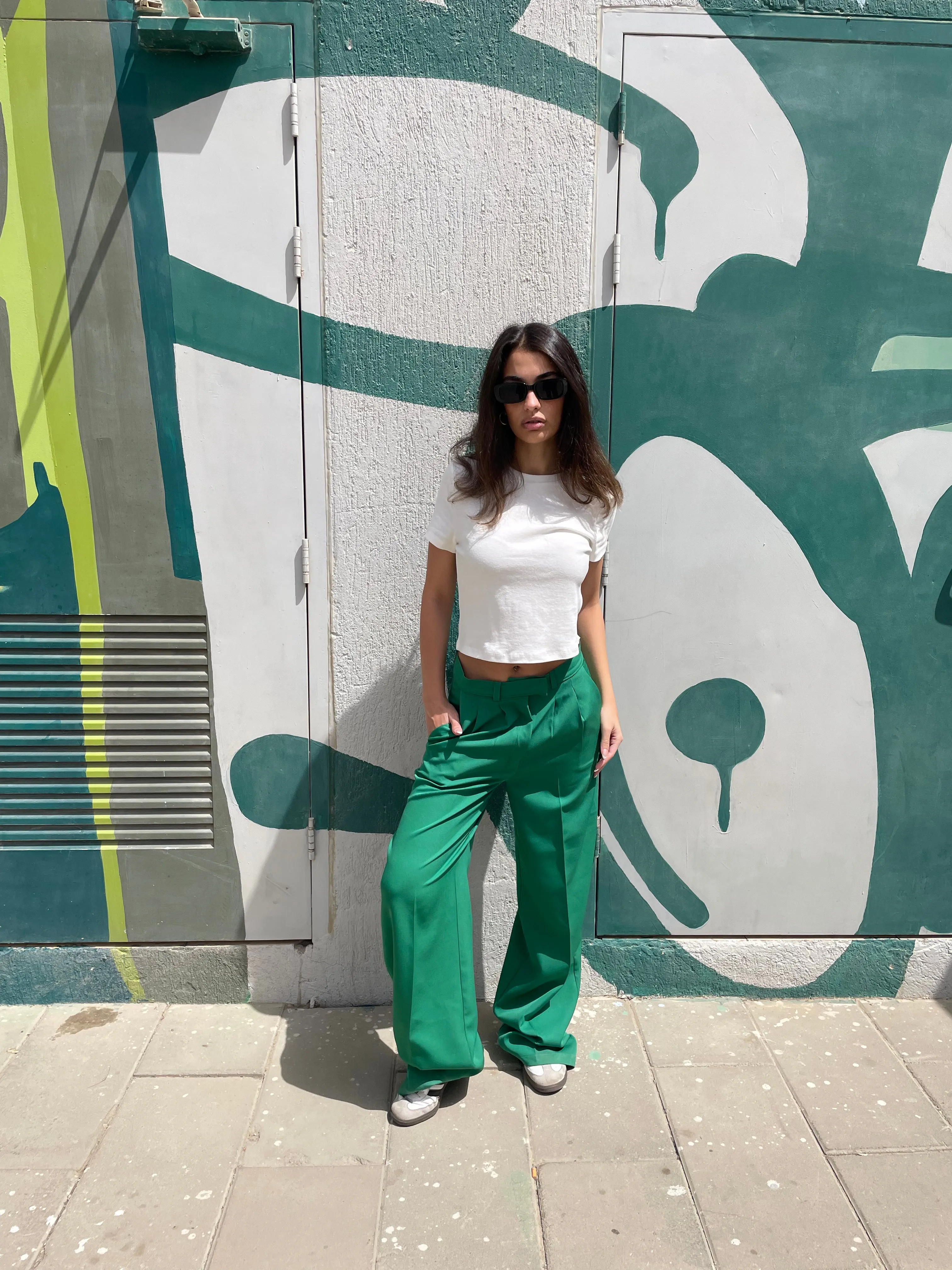 WIDE LEG TROUSERS GREEN