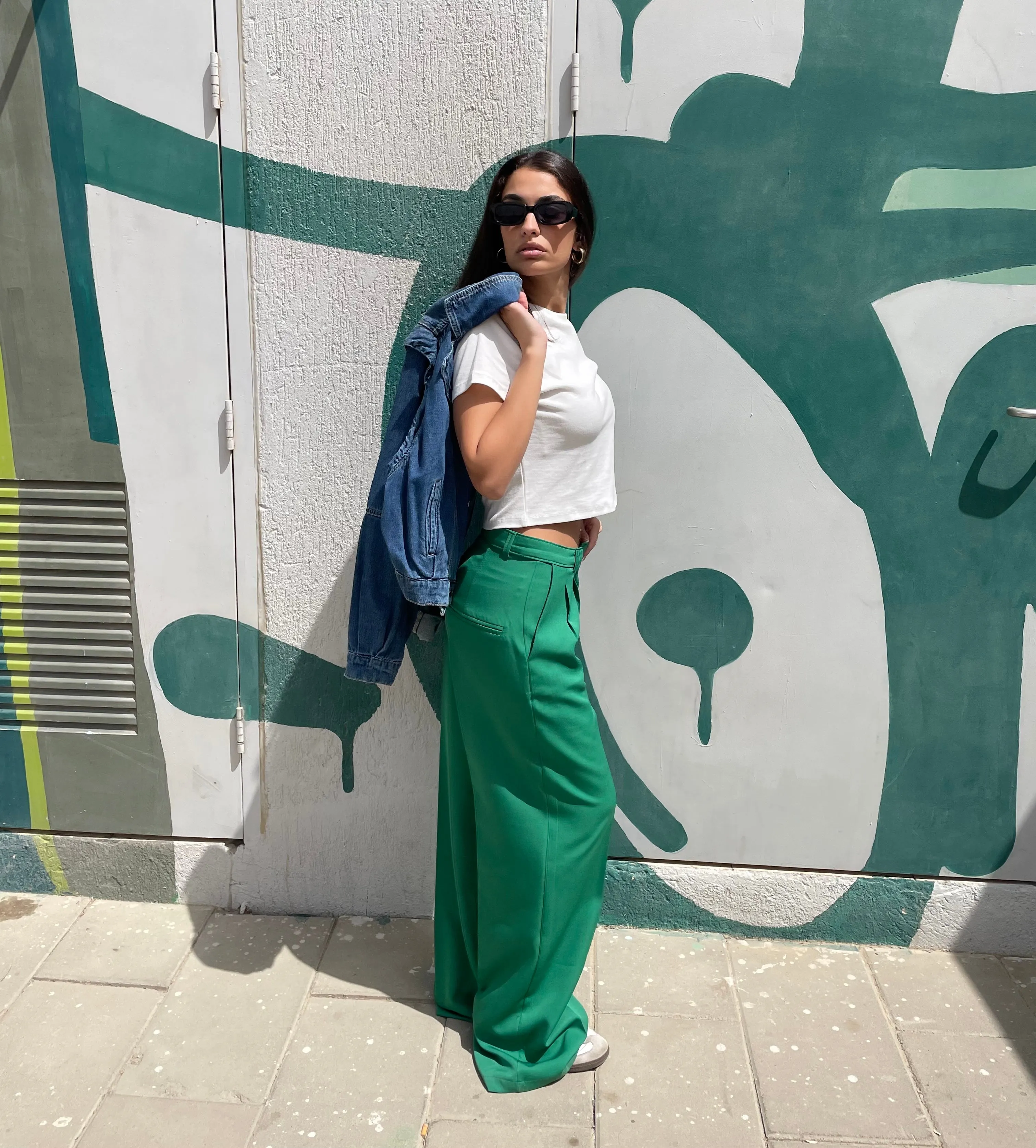 WIDE LEG TROUSERS GREEN