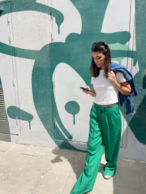 WIDE LEG TROUSERS GREEN