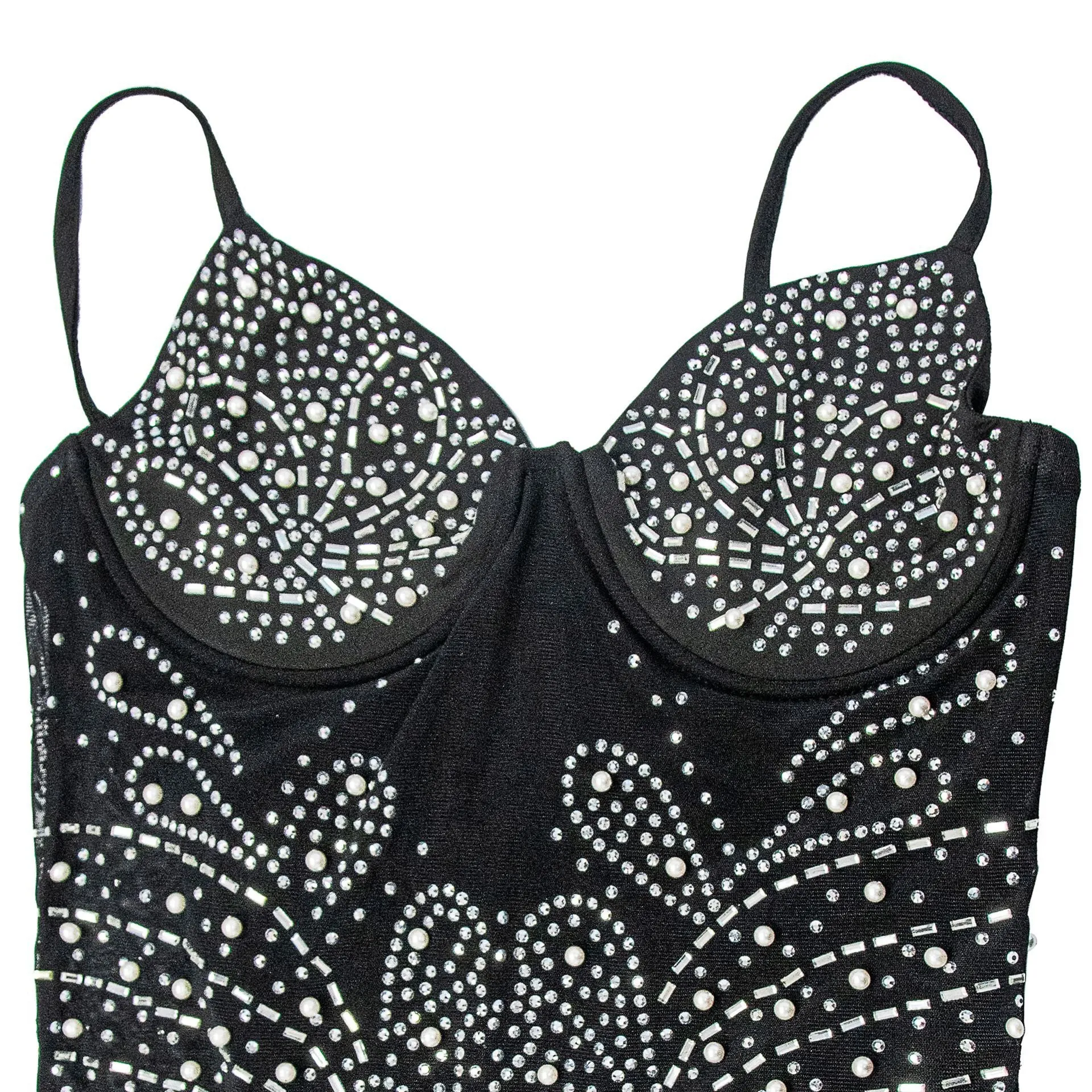 Women's Wear Pure Color Mesh Rhinestone Sleeveless Trousers Jumpsuit